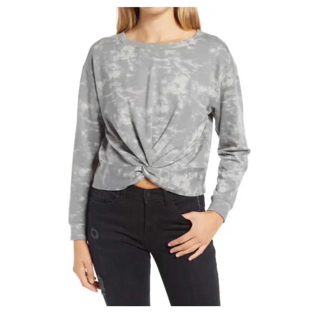 Nordstrom BP Gray Tie-Dye Twist Front Sweatshirt
